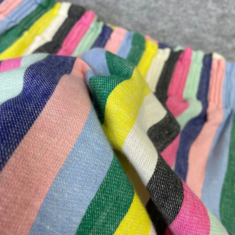 J.Crew Multi Color Striped Linen Blend Paperbag Waist Mini Skirt Size 8